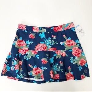 CRB Girls Flare Mini Skirt Big Floral Blue Large